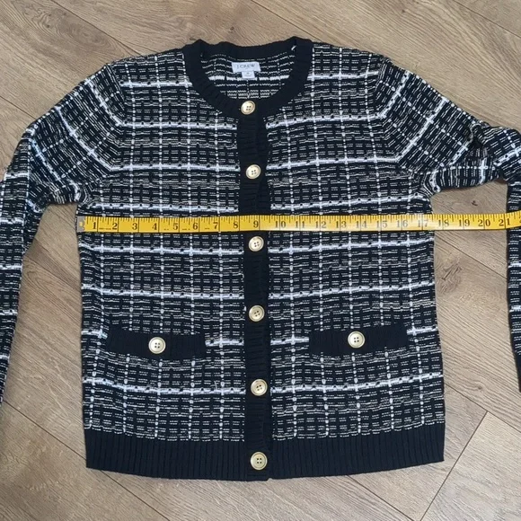 J Crew Factory Tweed Lady Cardigan Black & white Size Small - Picture 4 of 8